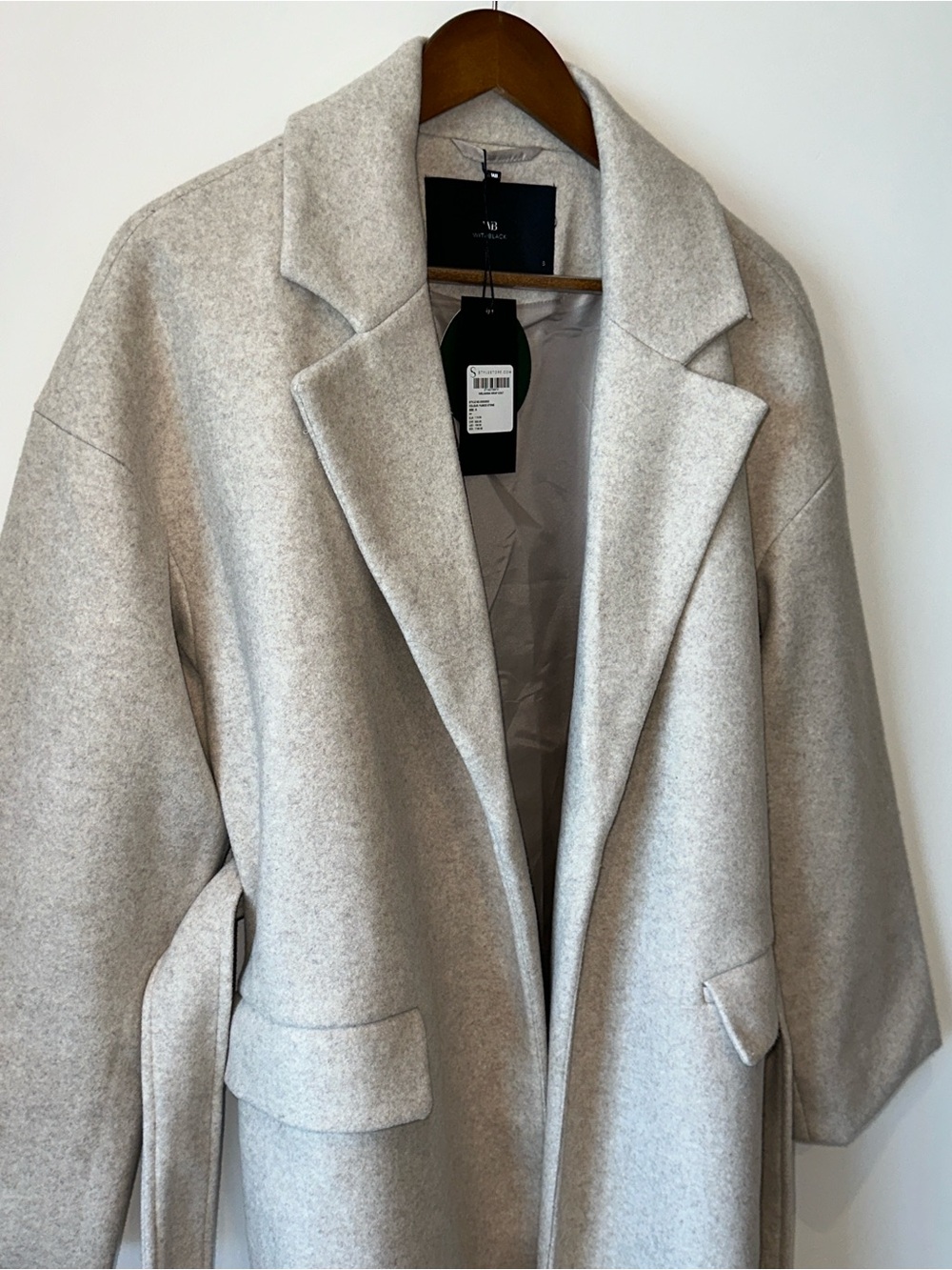With Black Long Belted Robe Coat - Light Gray - Picture 13 of 16